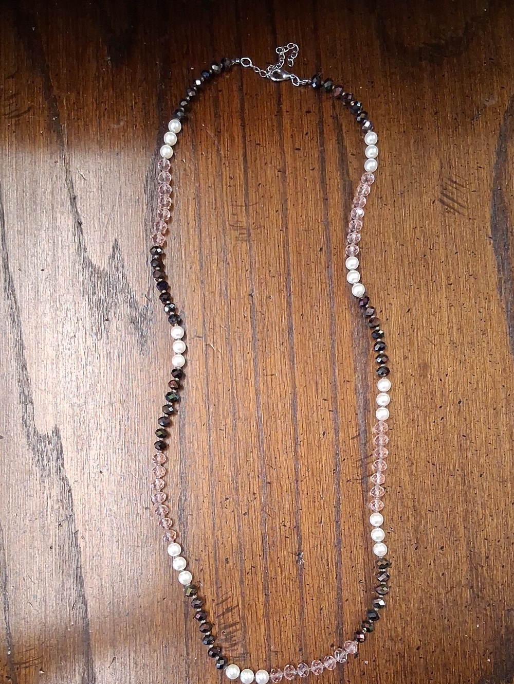 Pearl and Rose Crystal Beaded Necklace - Women Jewelry